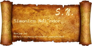 Simonics Nándor névjegykártya